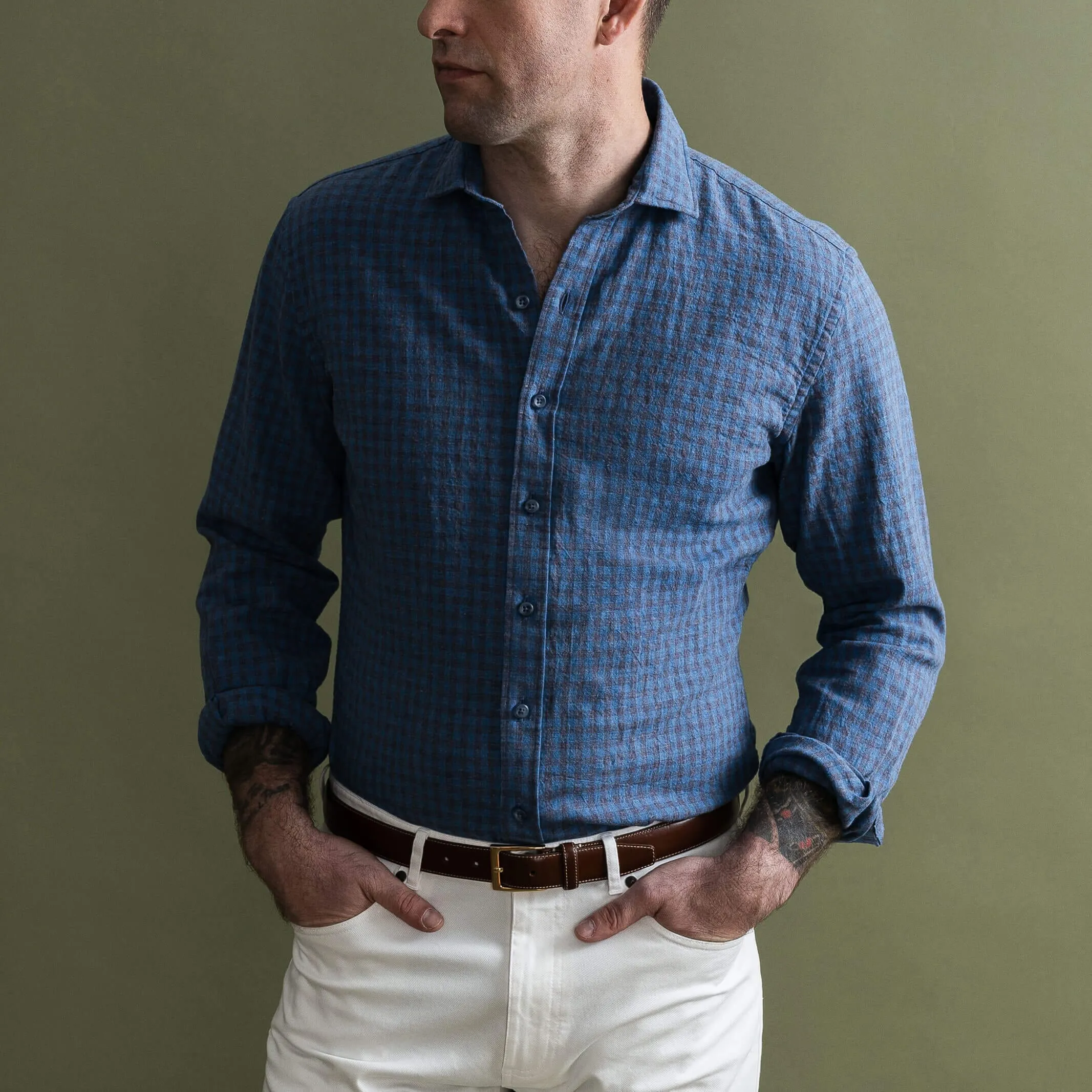 The Blue Briese Linen Cotton Gingham Custom Shirt