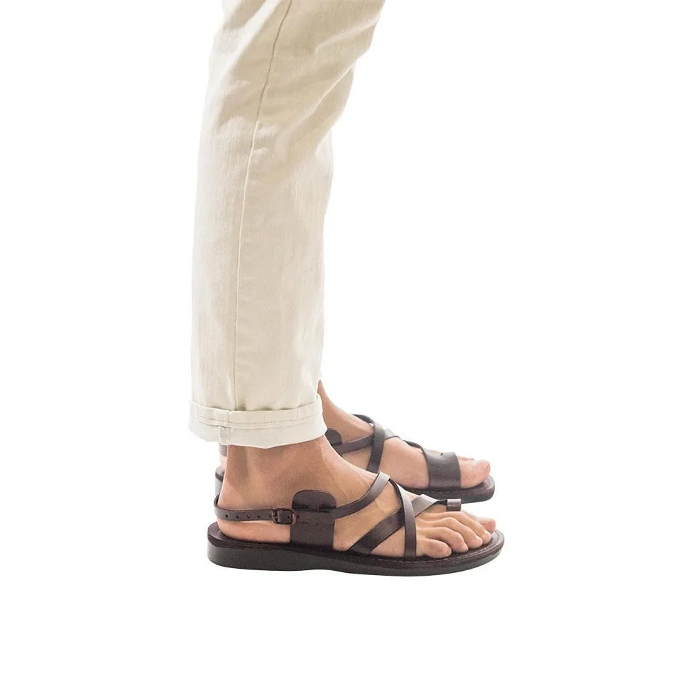 The Good Shepherd Buckle - Leather Toe Loop Sandal | Brown