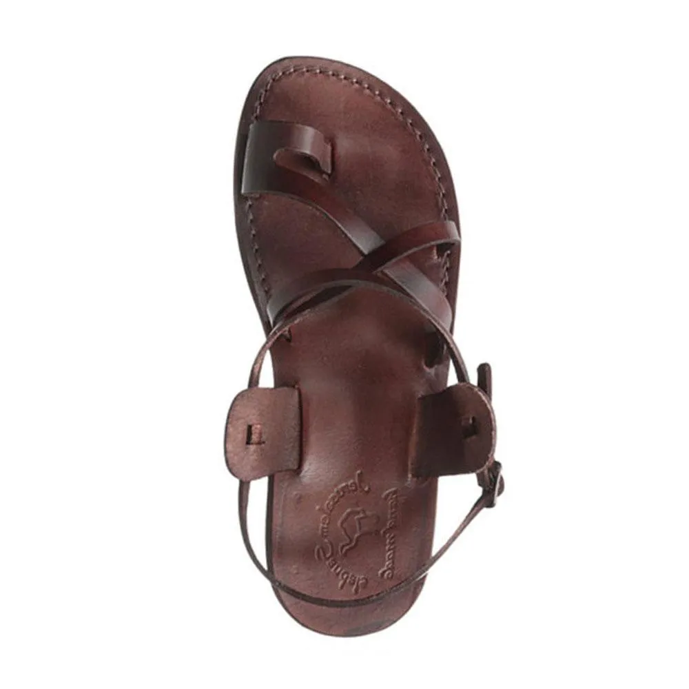 The Good Shepherd Buckle - Leather Toe Loop Sandal | Brown