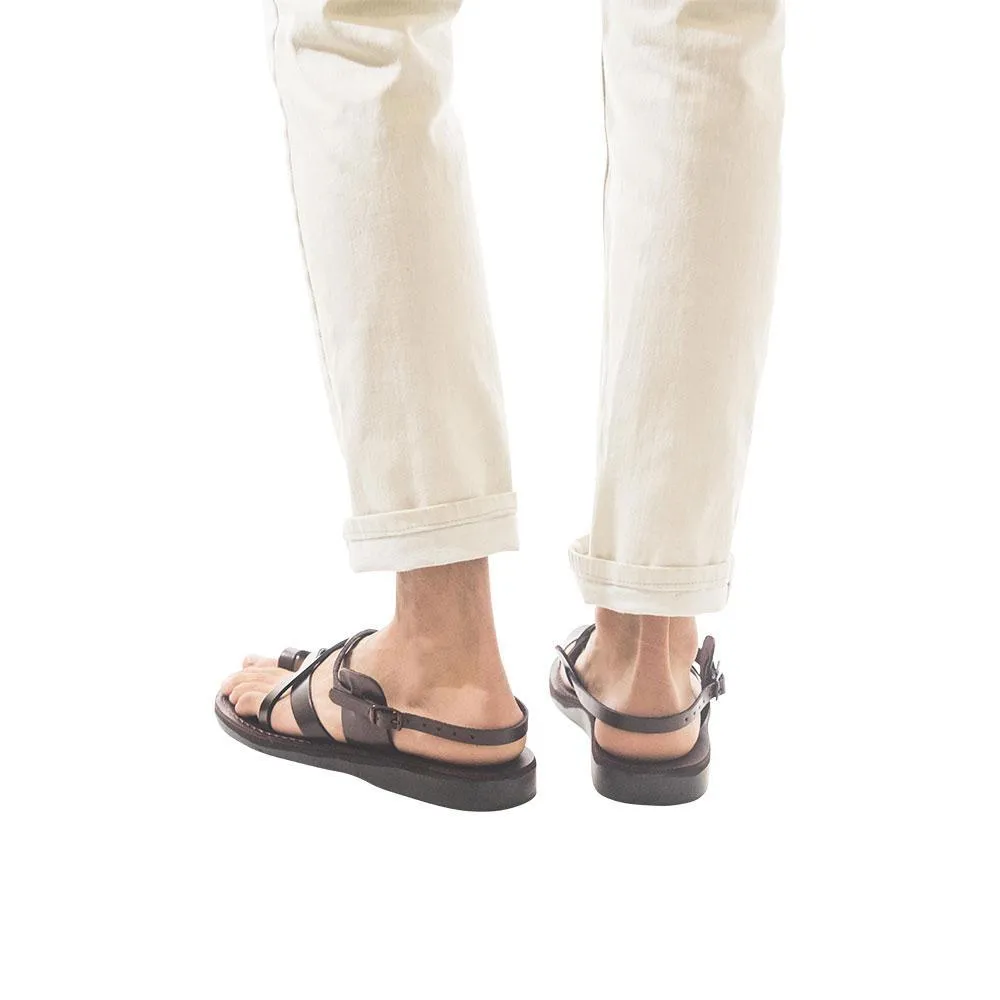 The Good Shepherd Buckle - Leather Toe Loop Sandal | Brown