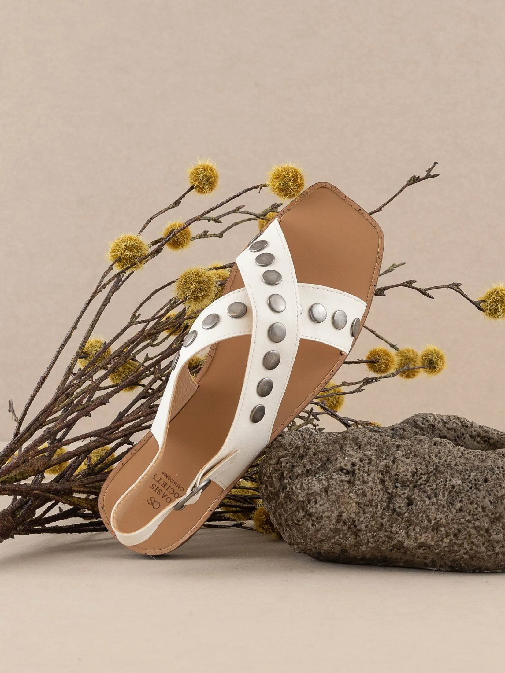 The Kylie White | Studded Cross Band Sandal