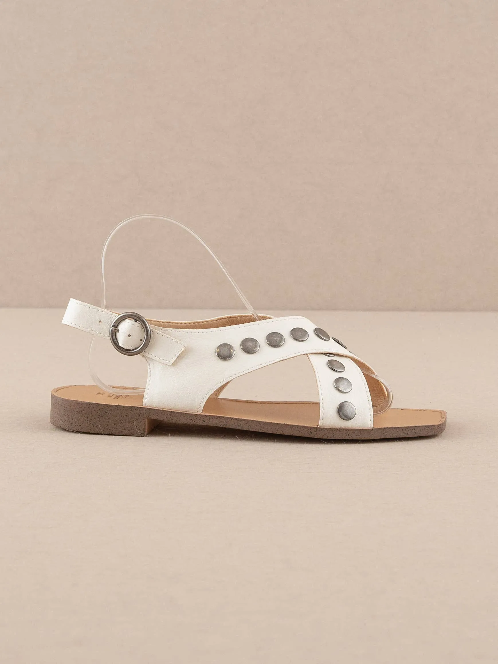 The Kylie White | Studded Cross Band Sandal