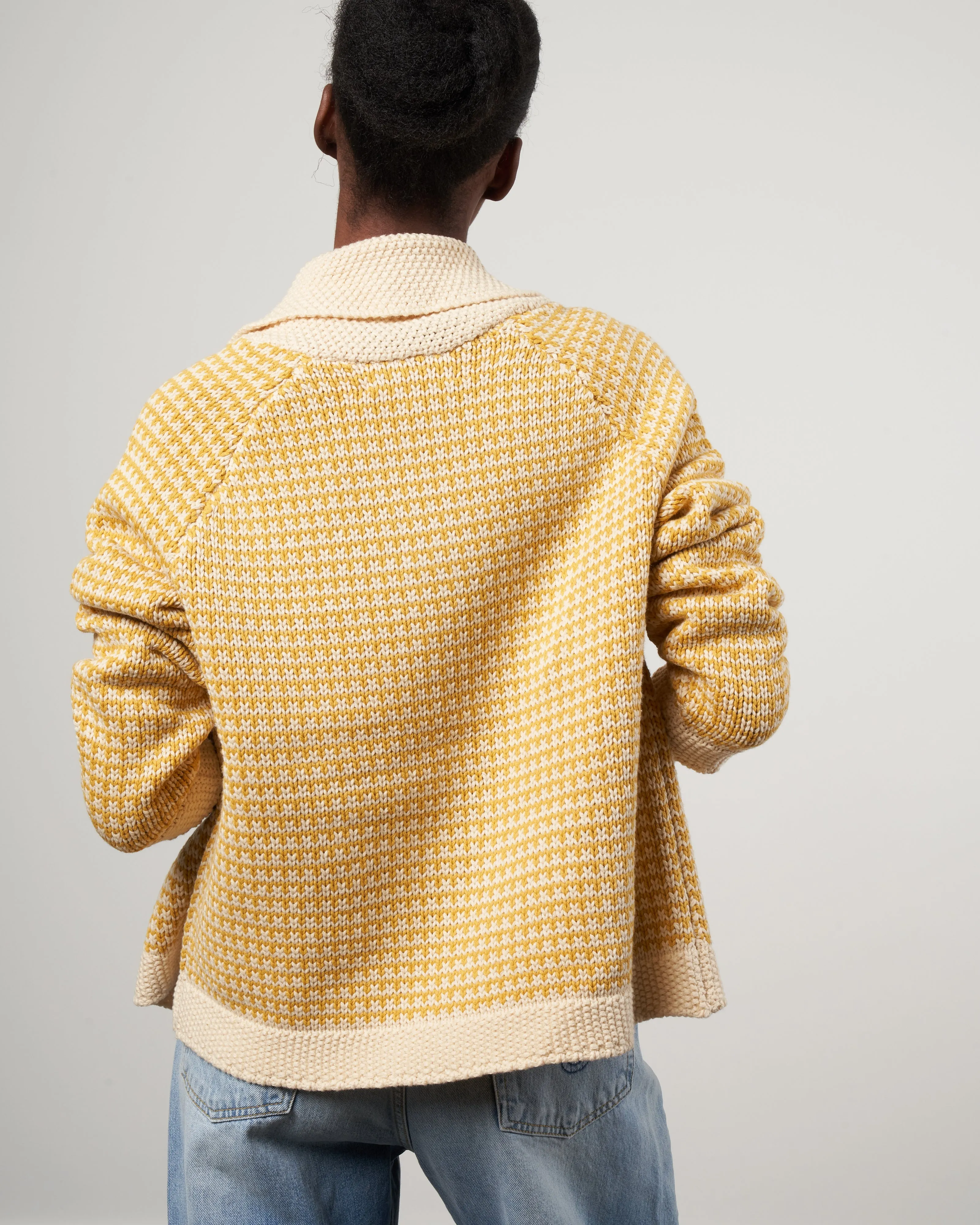 the minicheck lodge cardigan - golden light