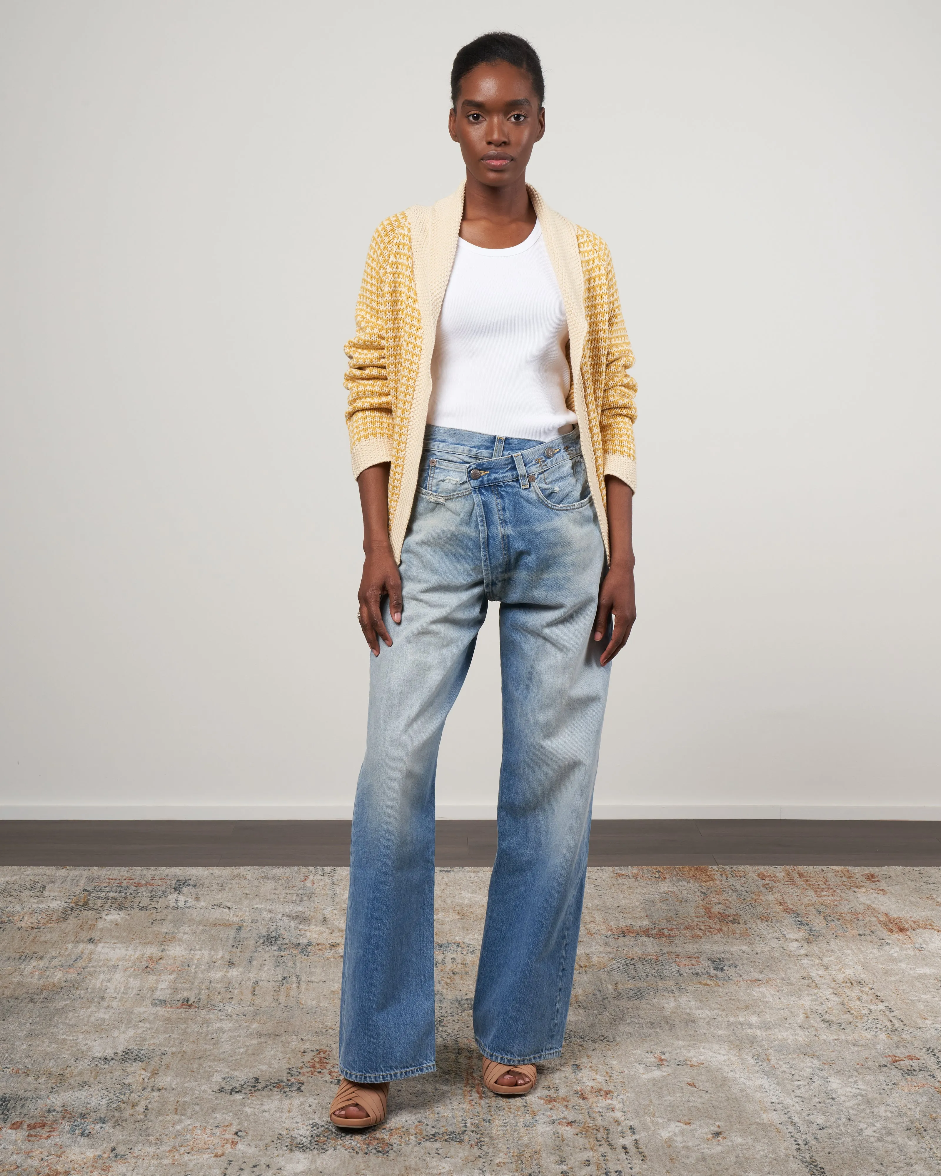 the minicheck lodge cardigan - golden light