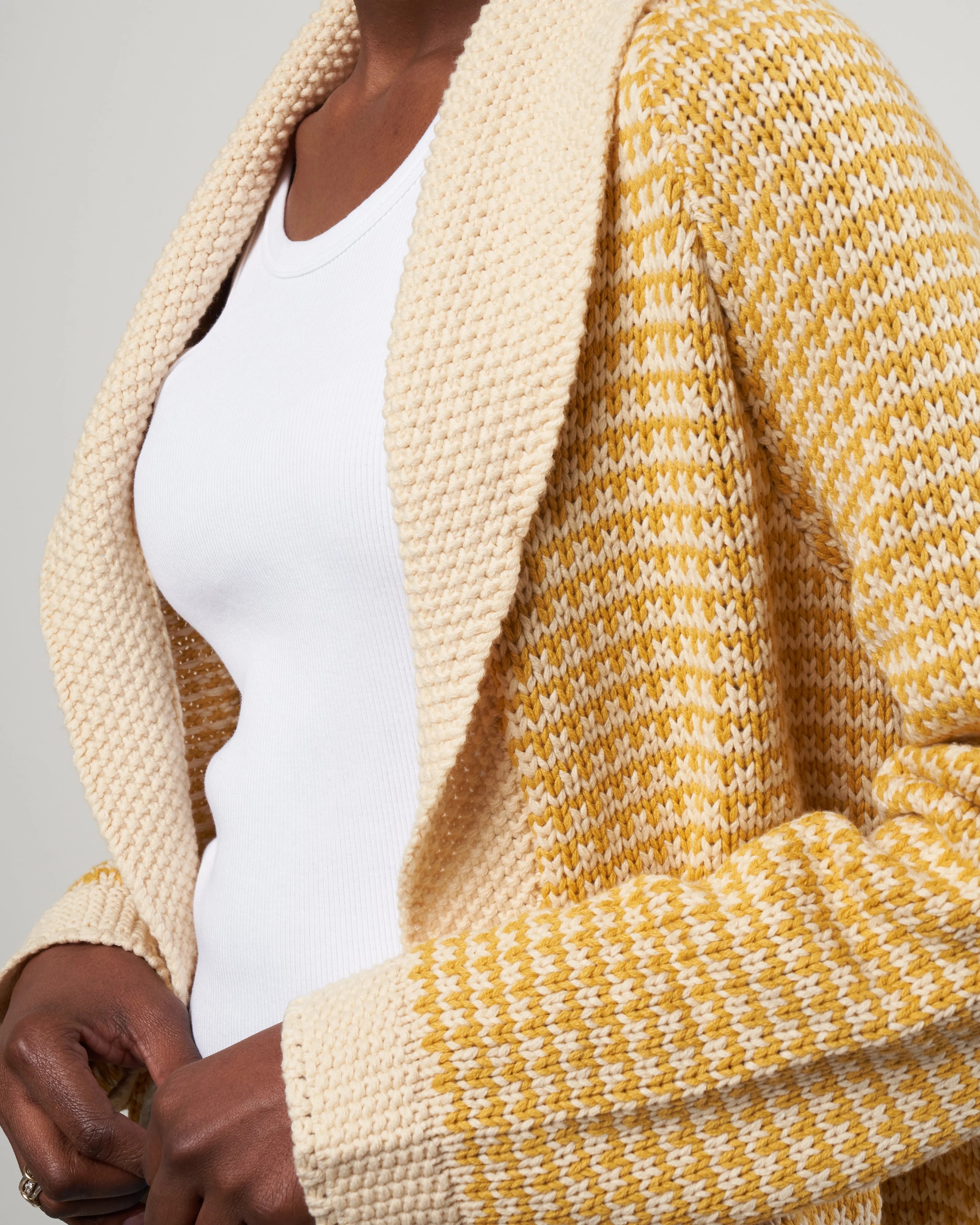 the minicheck lodge cardigan - golden light