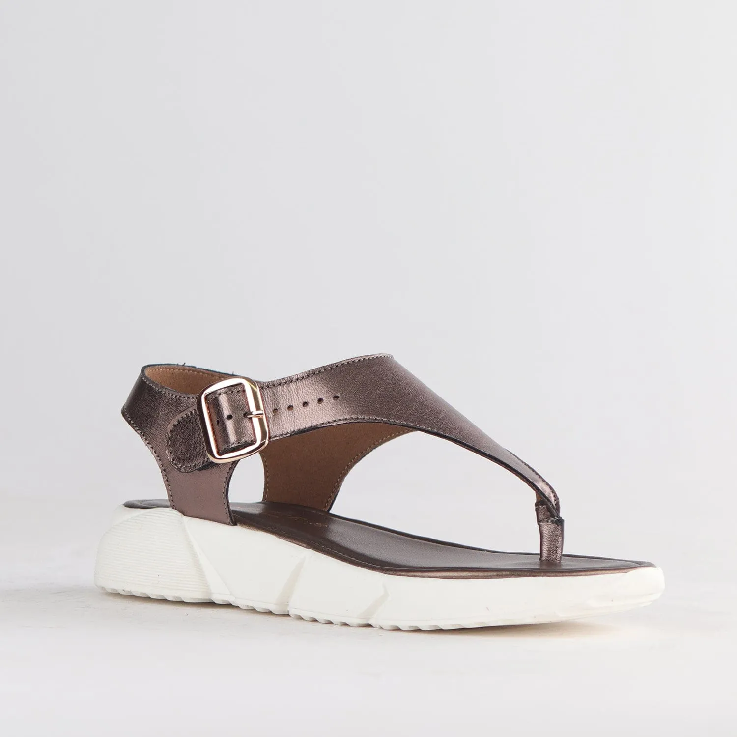 Thong Sandal in Lead Metallic - 12709
