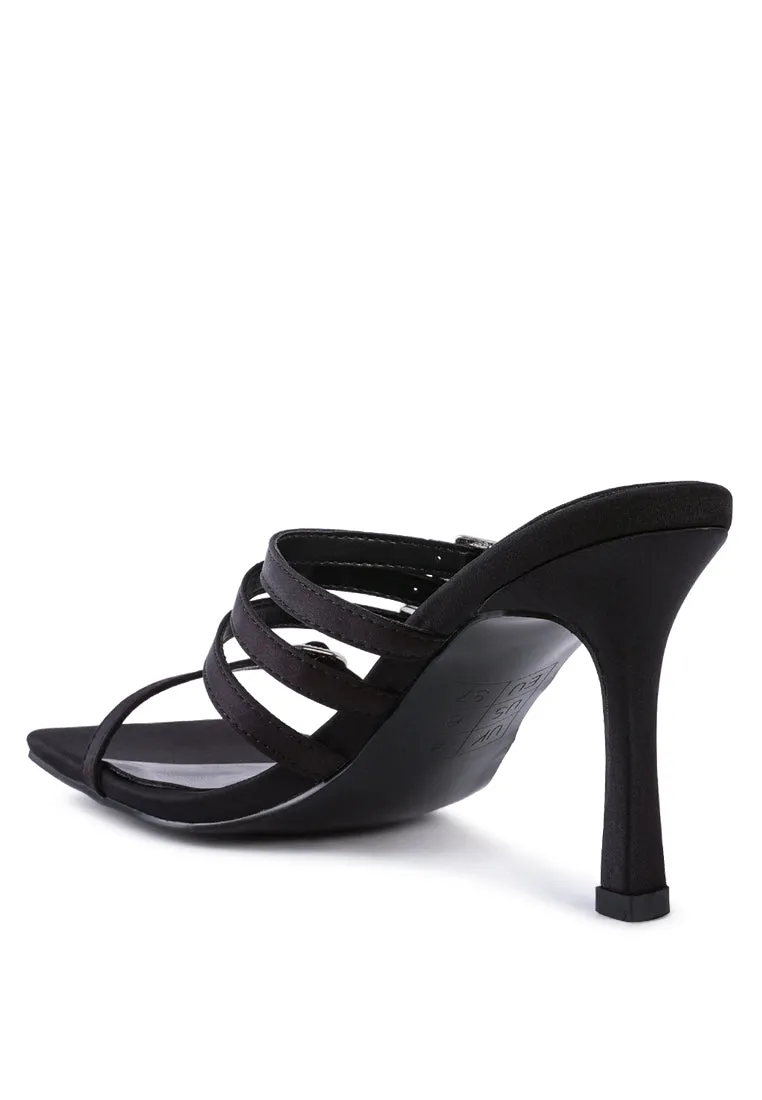 Times Up Diamante Buckle Mid Heel Sandals