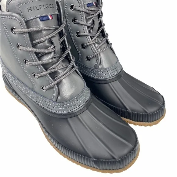 Tommy Hilfiger Casey Gray Leather Duck Boots
