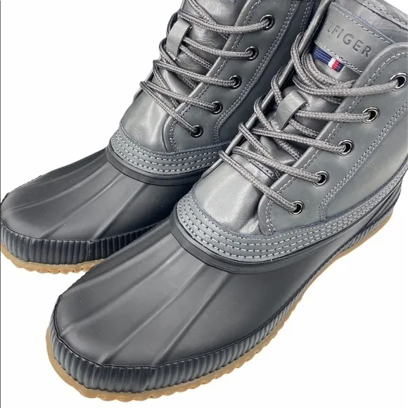 Tommy Hilfiger Casey Gray Leather Duck Boots