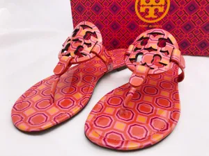 Tory Burch Miller Sandals Flip Flop Orange Coral Pink 7