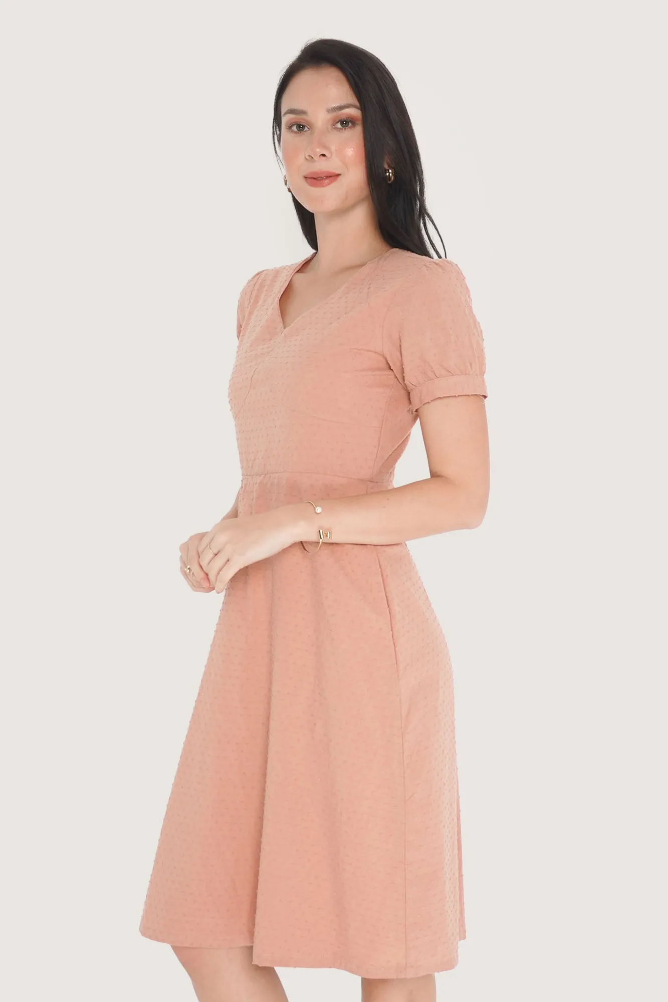 V-Neck Fit And Flare Dress