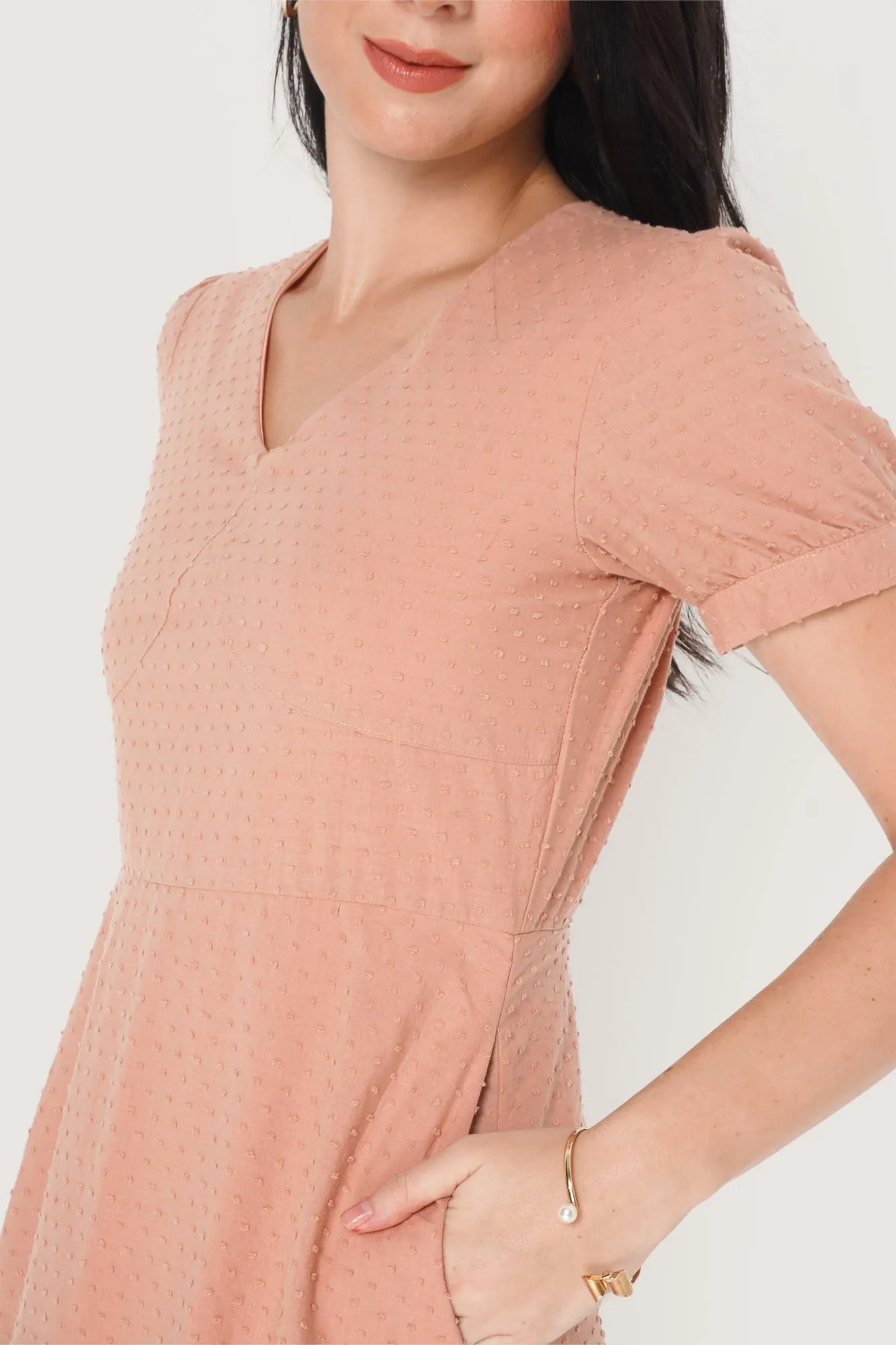 V-Neck Fit And Flare Dress