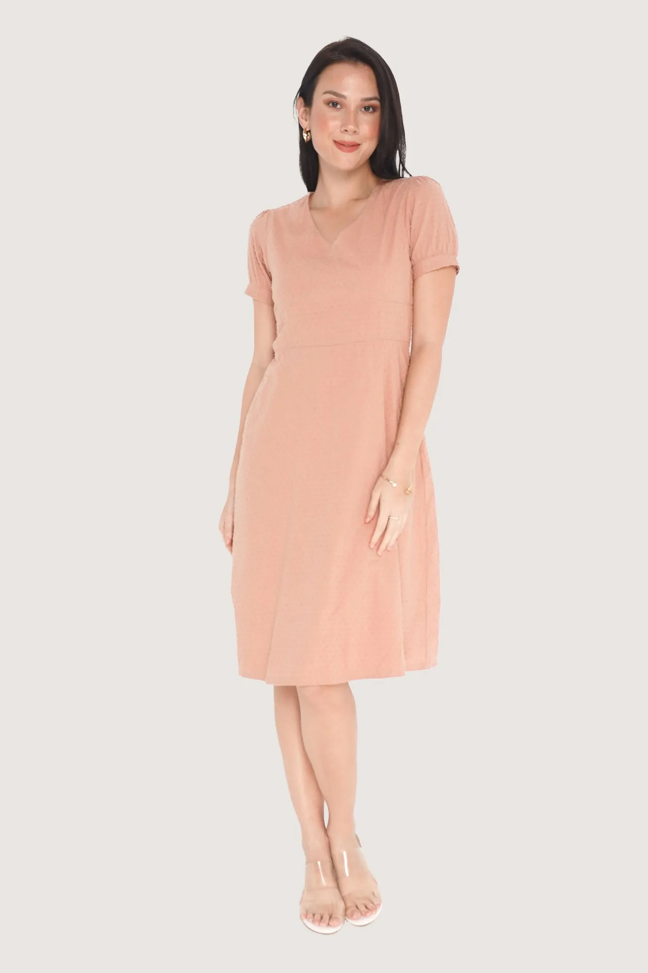 V-Neck Fit And Flare Dress