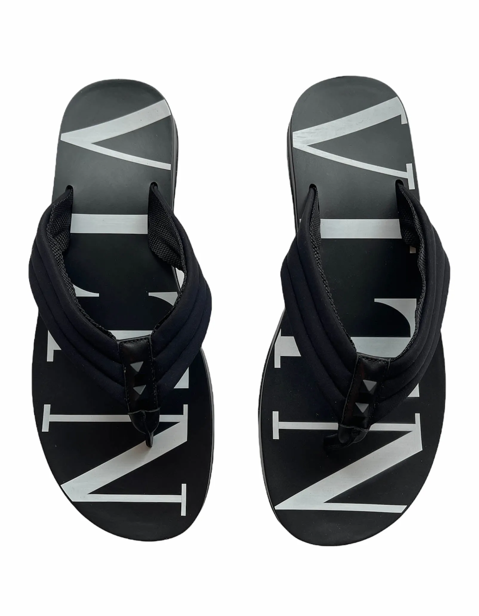 Valentino Black/White VLTN Flip Flop Sandals sz 43