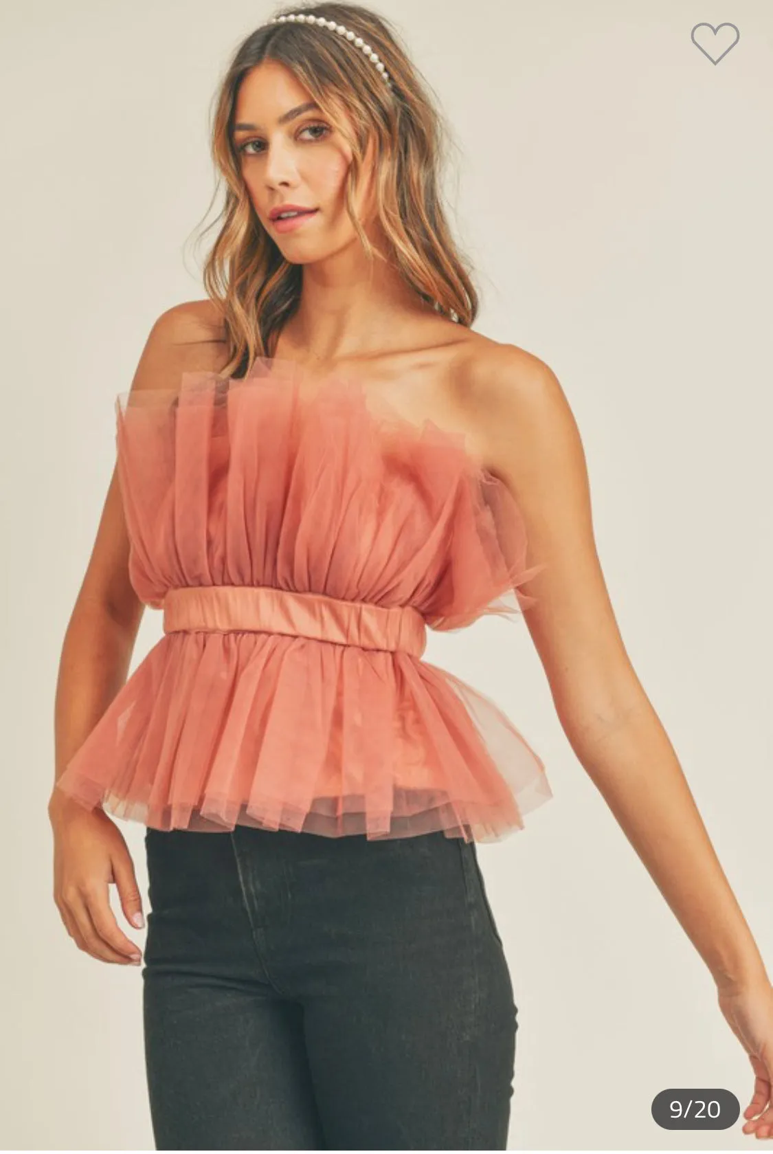 VALERIE PEPLUM TULLE TOP