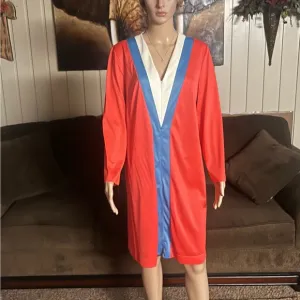 Vanity Fair • Size 36 (Medium) • Vintage • Retro • Orange/Blue • Nightgown