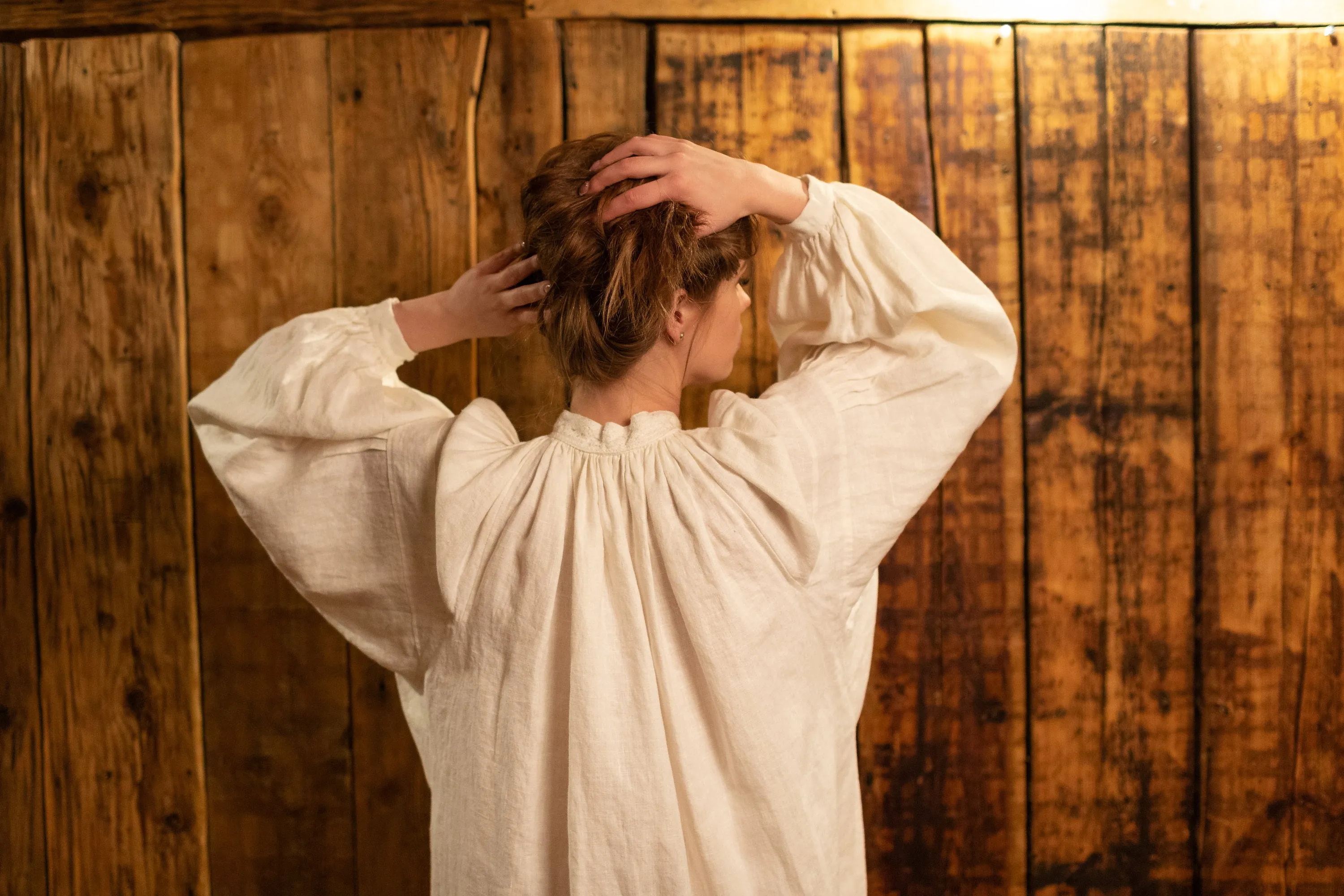 Vecpiebalga Nightgown in White Linen