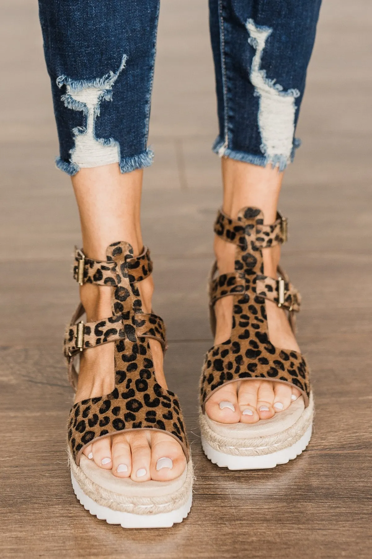 Very G Cassius Platform Sandals- Tan Leopard