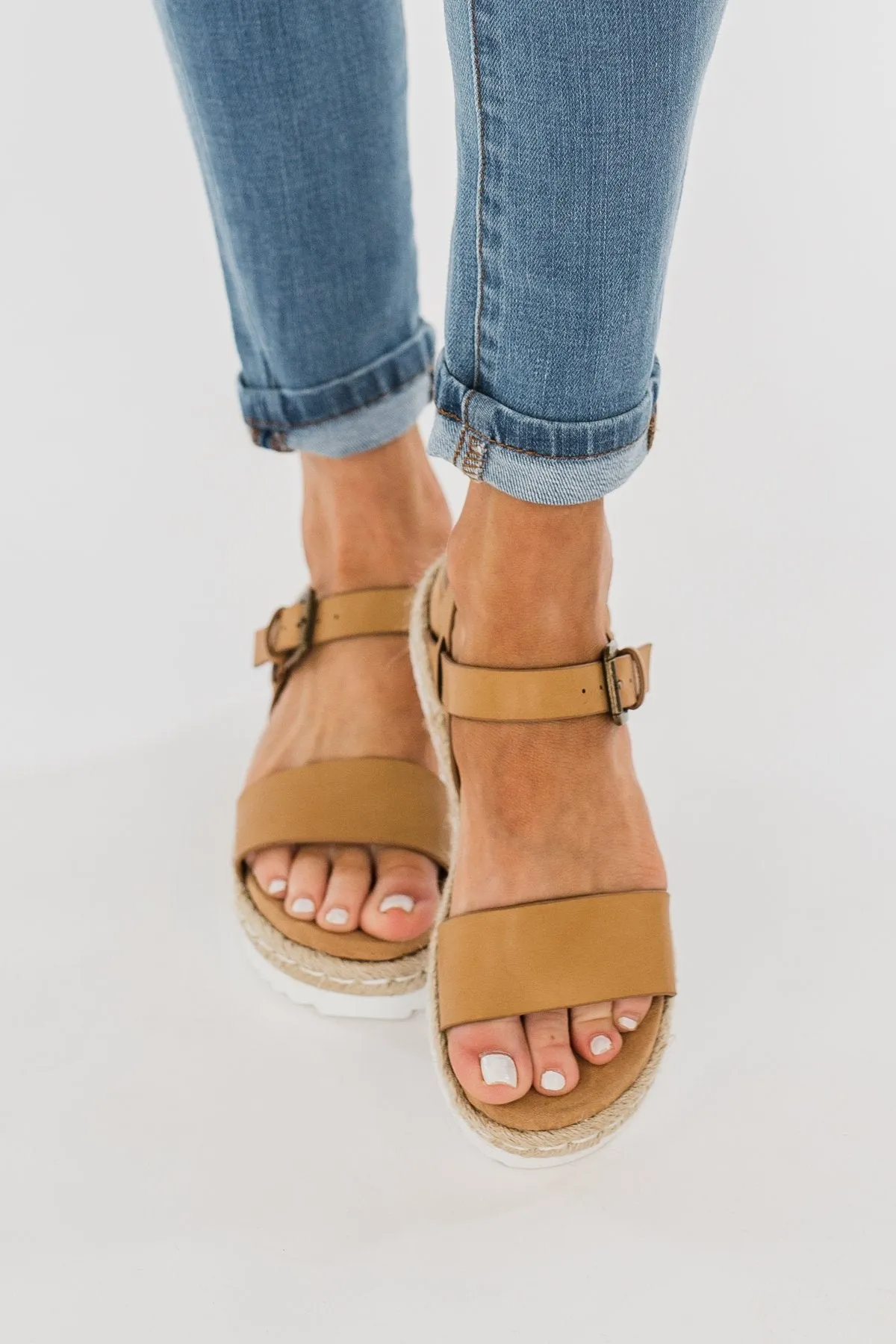 Very G Glossy Platform Sandals- Nude