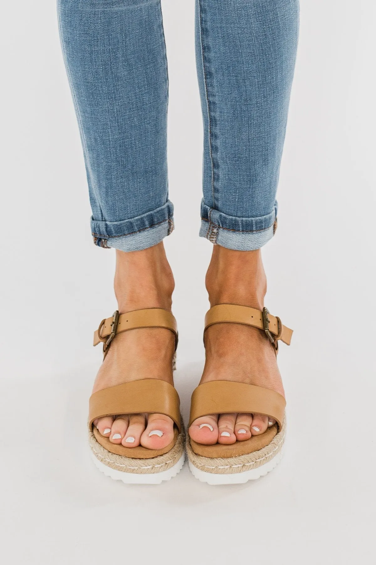 Very G Glossy Platform Sandals- Nude