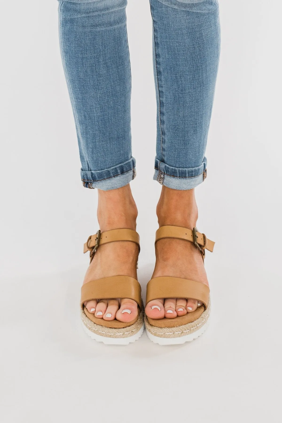 Very G Glossy Platform Sandals- Nude