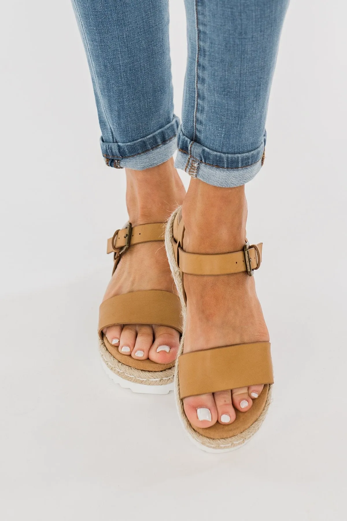 Very G Glossy Platform Sandals- Nude