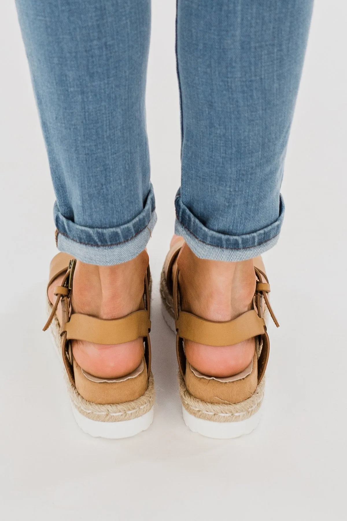 Very G Glossy Platform Sandals- Nude