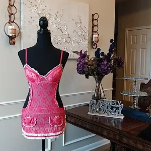 Victoria's Secret Pink Floral Super Sexy Lace Apron Lingerie. Size 34B