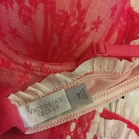 Victoria's Secret Pink Floral Super Sexy Lace Apron Lingerie. Size 34B