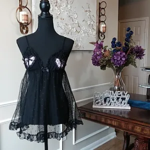 Victoria's Secret Sexy Little Things Black Ruffle Peekaboo Babydoll. Siz…