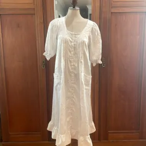 Vintage 90s Lewis Frimel floral nightgown pockets lace pleats cottagecore size S