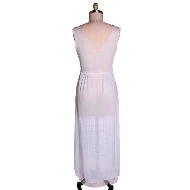 Vintage Nightgown Pale Blue Nylon Peek-A-Boo Yoke Saab Lingerie 1940s 34
