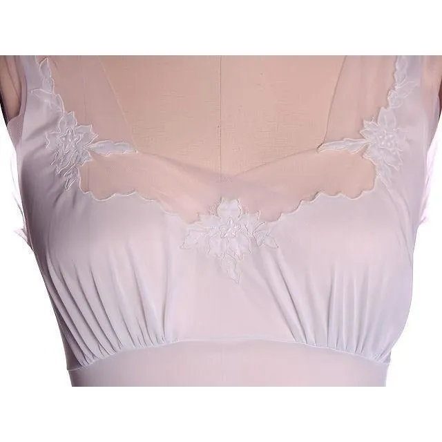 Vintage Nightgown Pale Blue Nylon Peek-A-Boo Yoke Saab Lingerie 1940s 34