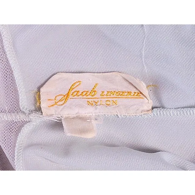 Vintage Nightgown Pale Blue Nylon Peek-A-Boo Yoke Saab Lingerie 1940s 34