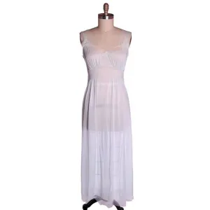 Vintage Nightgown Pale Blue Nylon Peek-A-Boo Yoke Saab Lingerie 1940s 34
