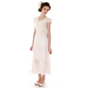 Vintage White Cotton Lawn Bias Cut Nightgown 1930s 36 Bust