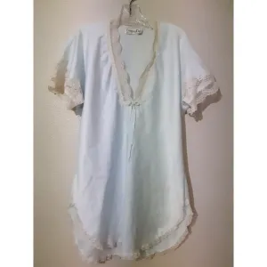 VTG Christian Dior Lingerie Cottagecore Baby Blue Short Nightgown Union USA Made