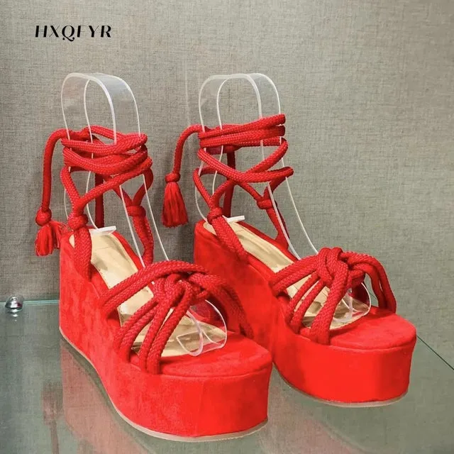 Wedge Sandals Cross Straps