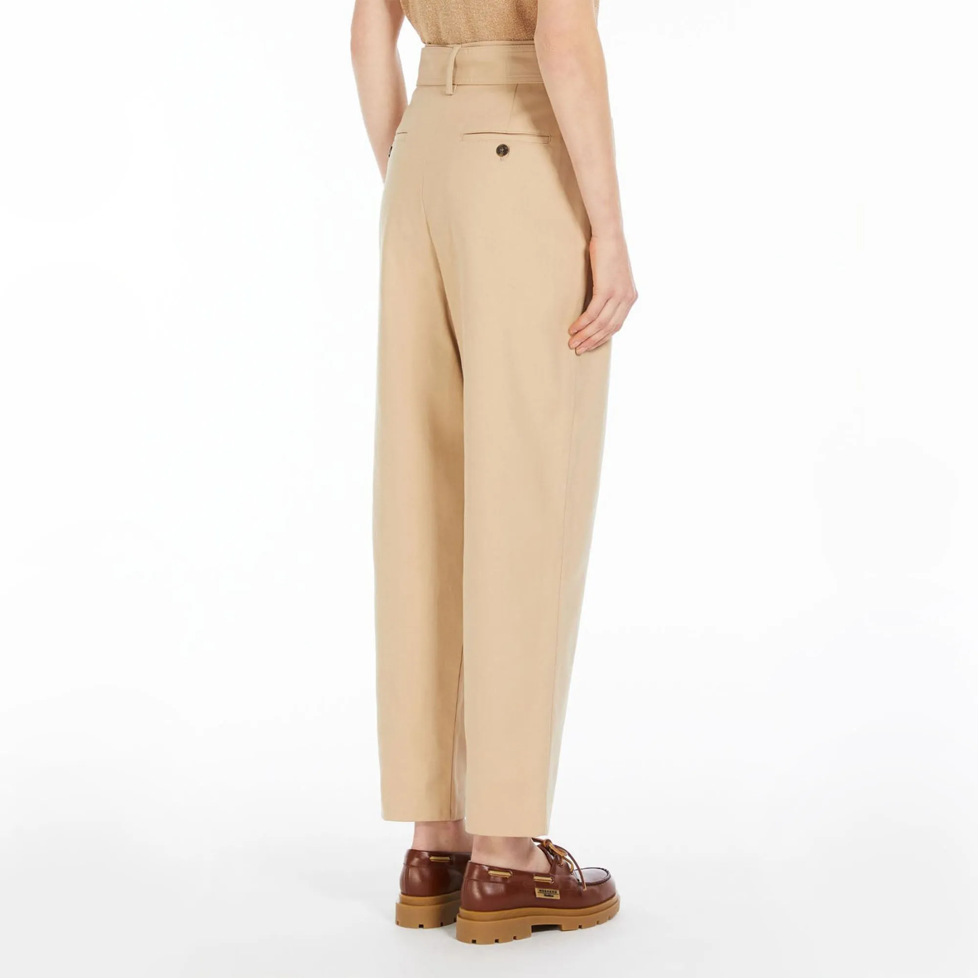 WEEKEND MAX MARA Occhio Cotton Trousers in Sand