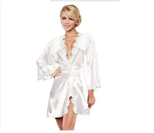 White Deep V Neck Sleepwear for Women - 1 Piece Nightwear Lingerie Set