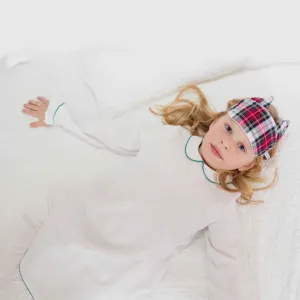 White Sophia Nightgown with Green Piping