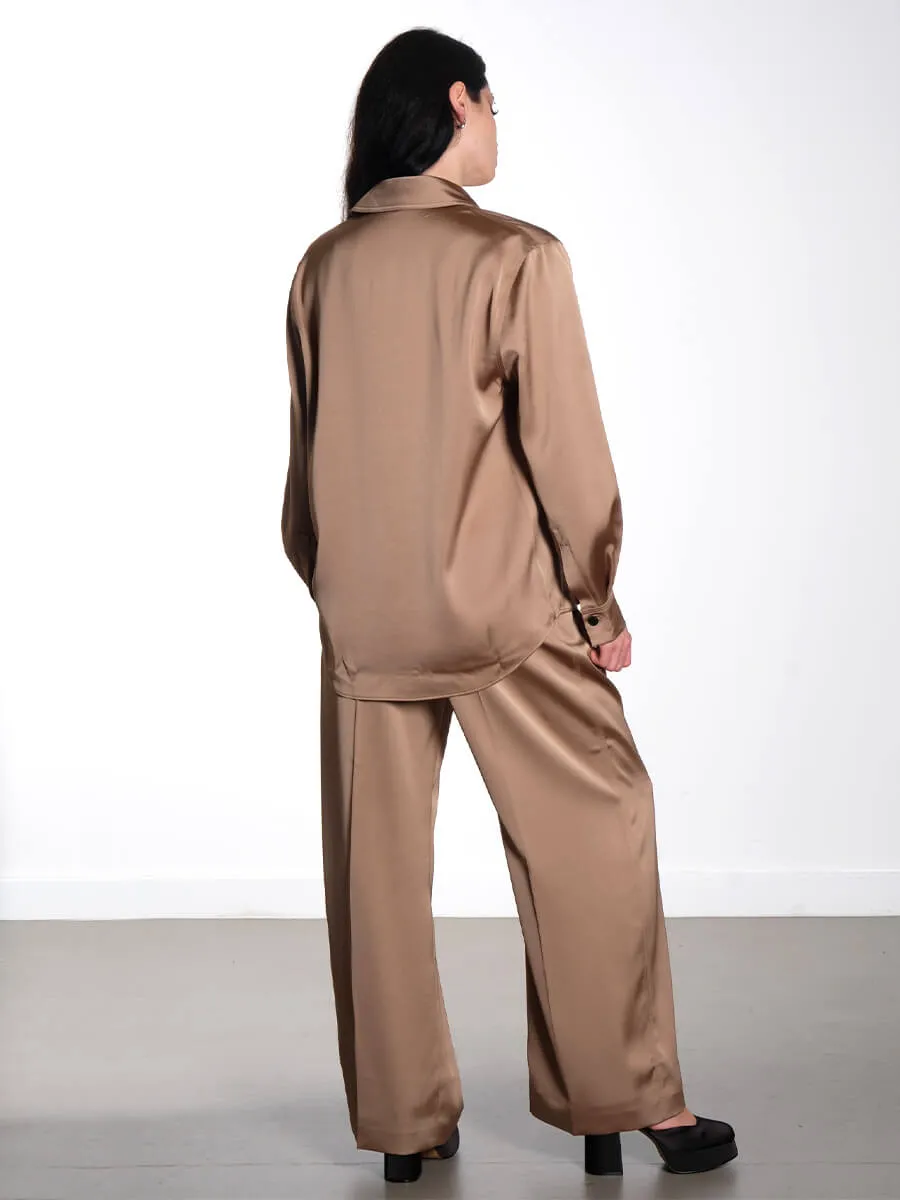 Wide Leg Long Pants - Tiger's Eye