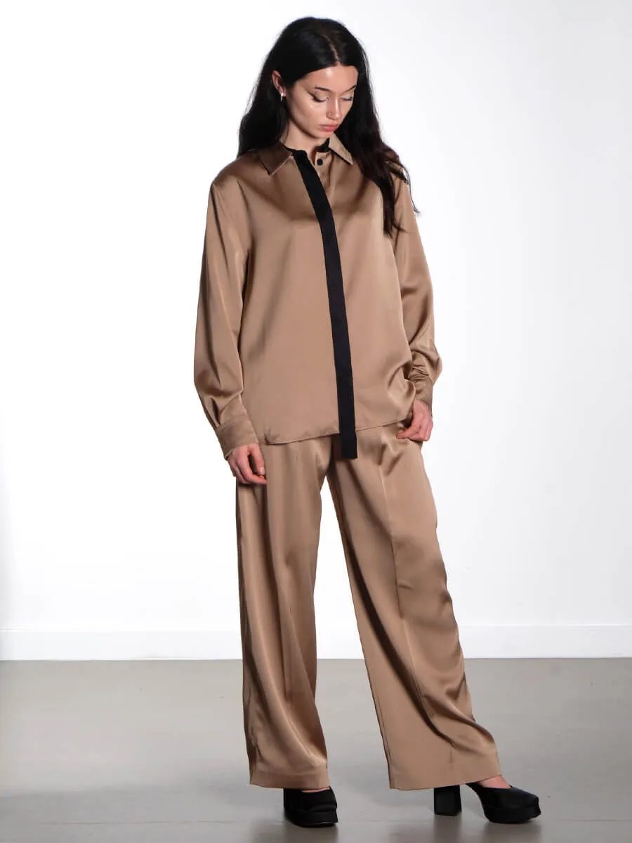 Wide Leg Long Pants - Tiger's Eye