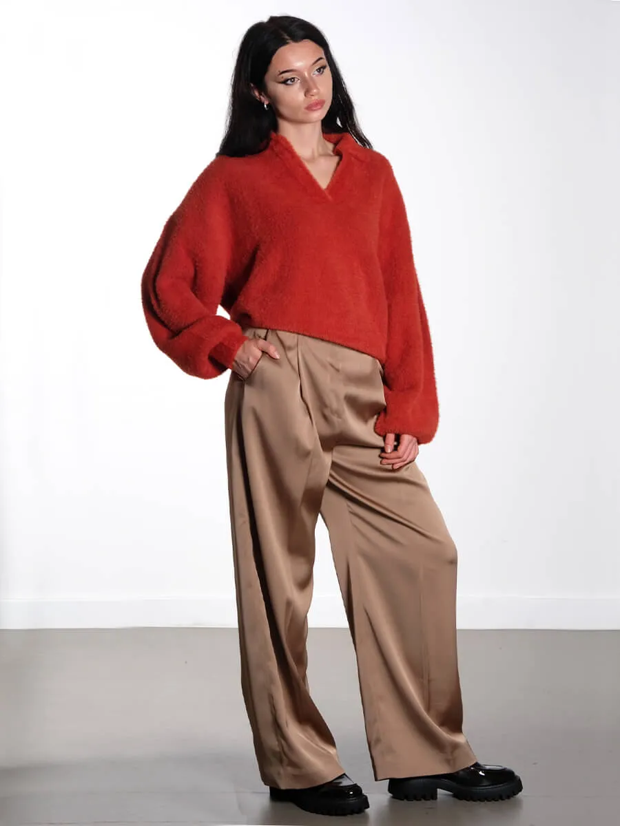 Wide Leg Long Pants - Tiger's Eye