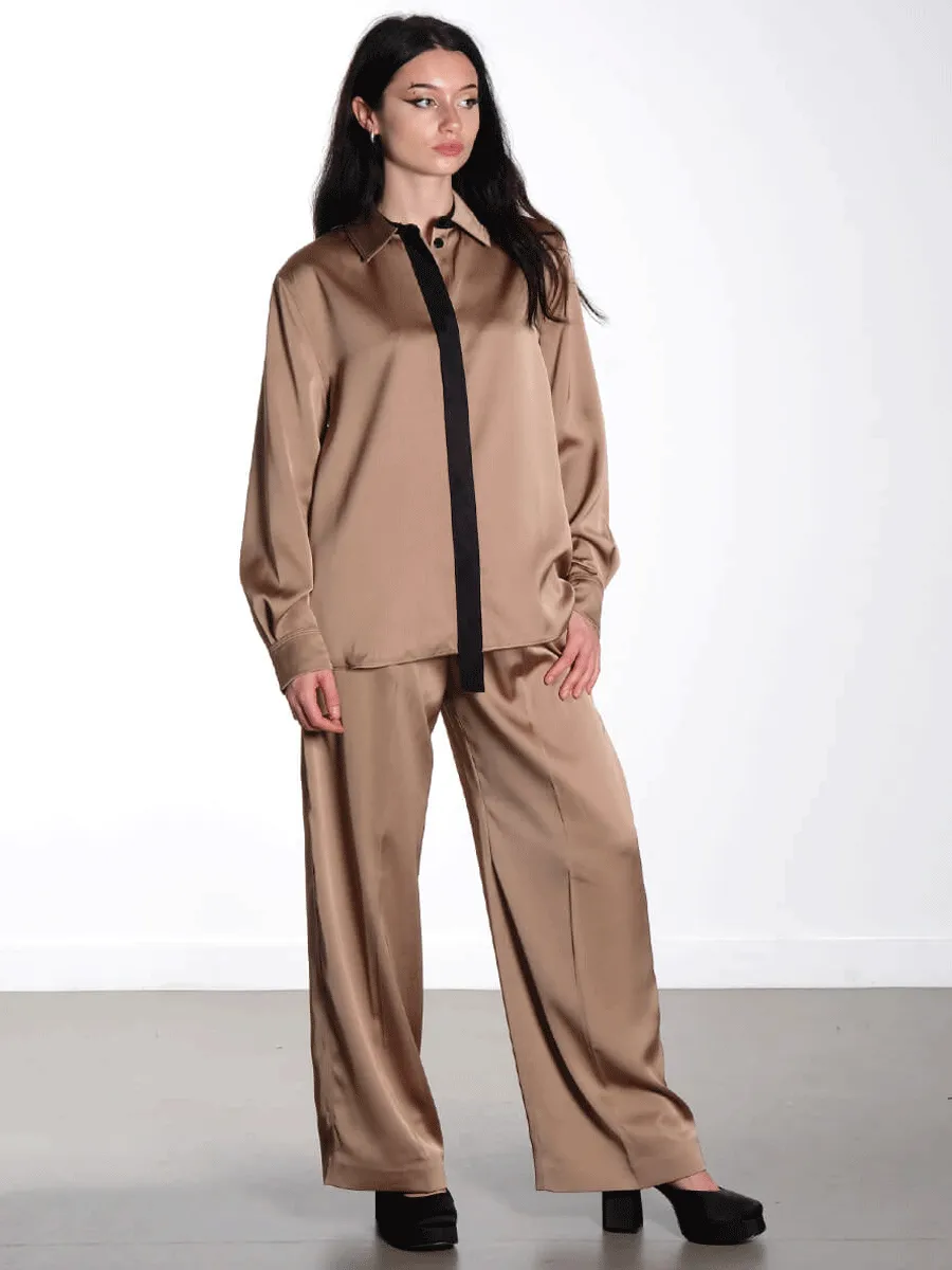 Wide Leg Long Pants - Tiger's Eye