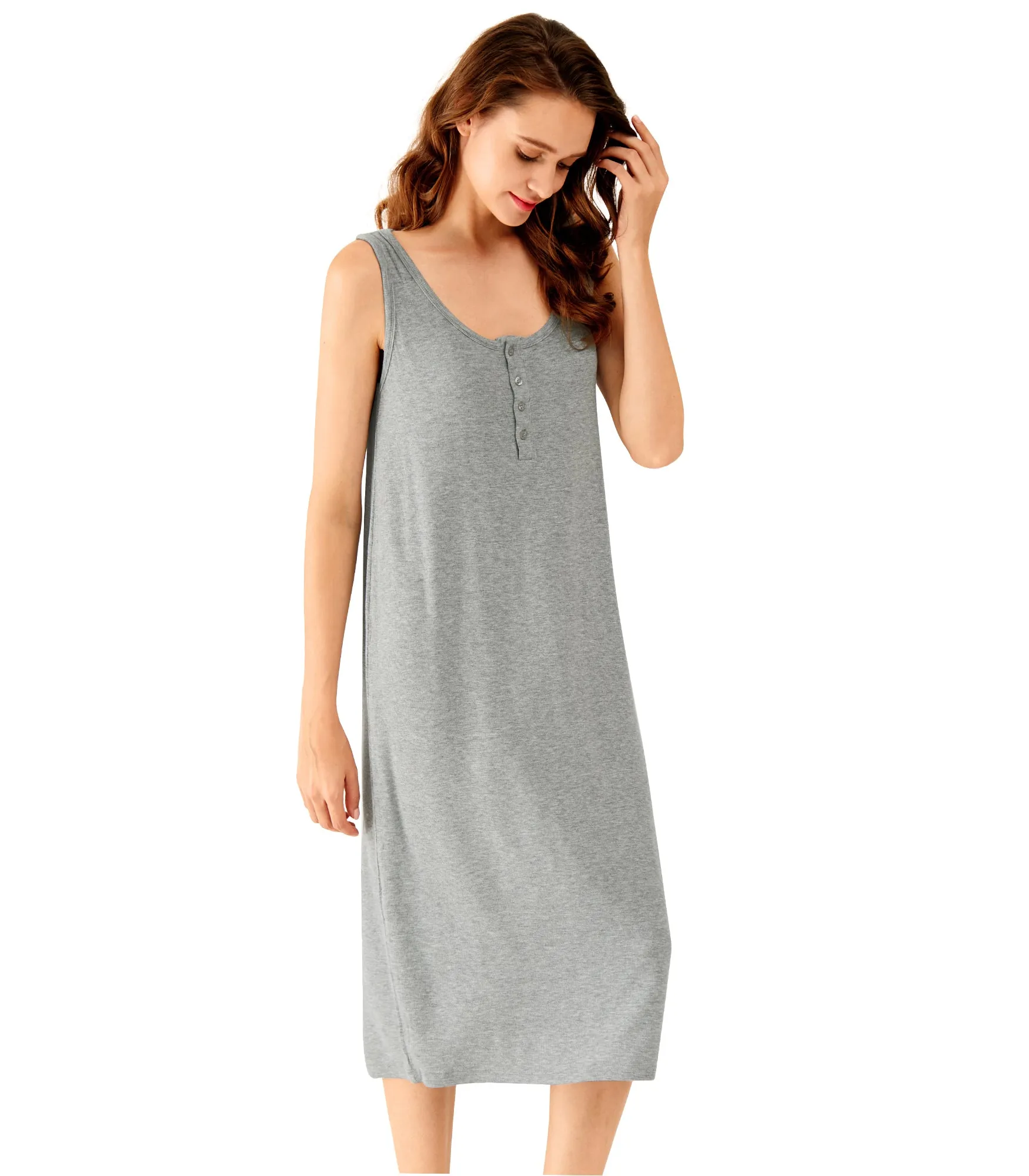 WiWi Bamboo Nightgown for Women Tank Sleeveless Sleepwear