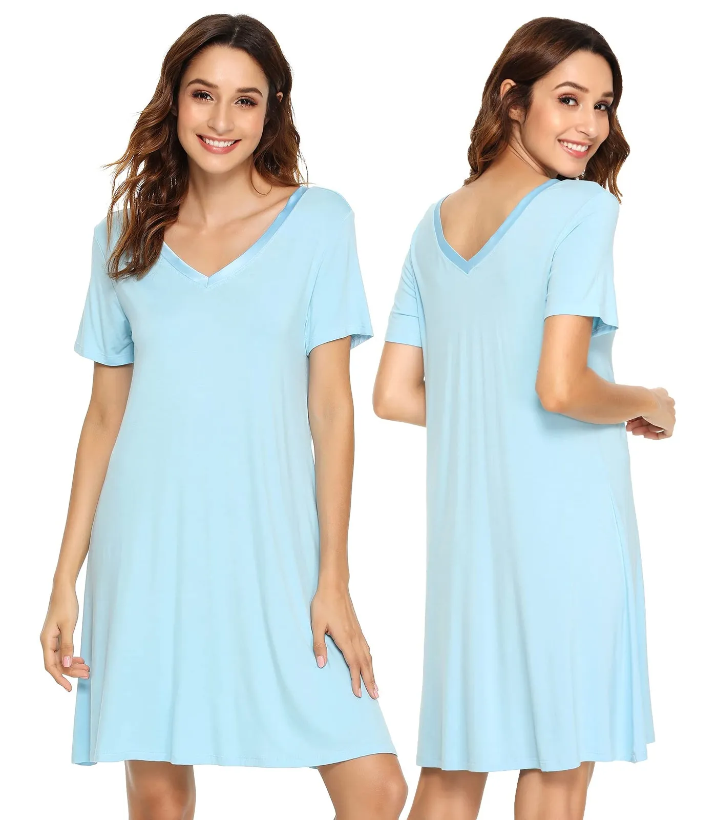 WiWi Nightgowns for Women Short Sleeve Sleepwear