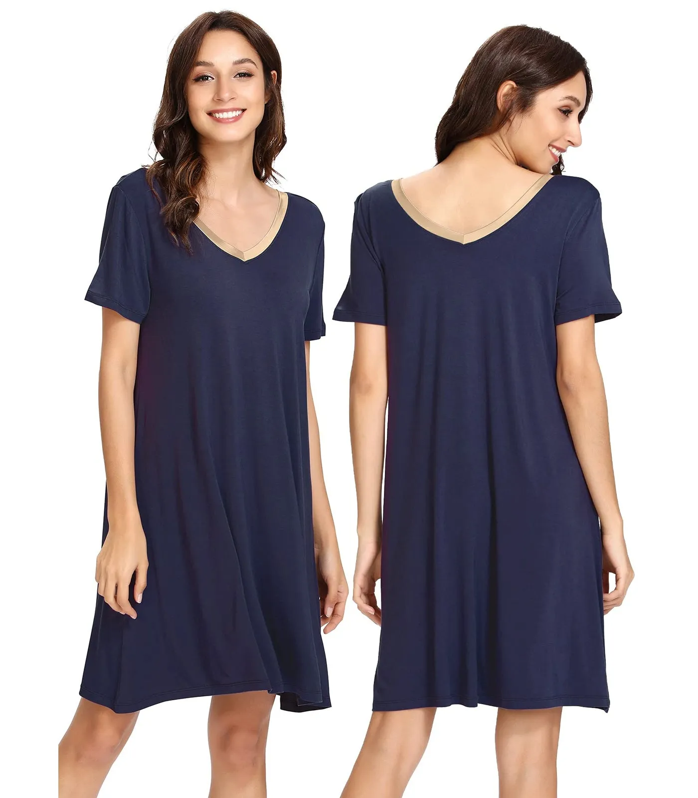 WiWi Nightgowns for Women Short Sleeve Sleepwear