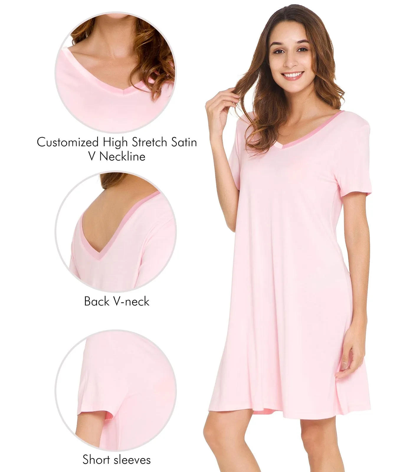 WiWi Nightgowns for Women Short Sleeve Sleepwear
