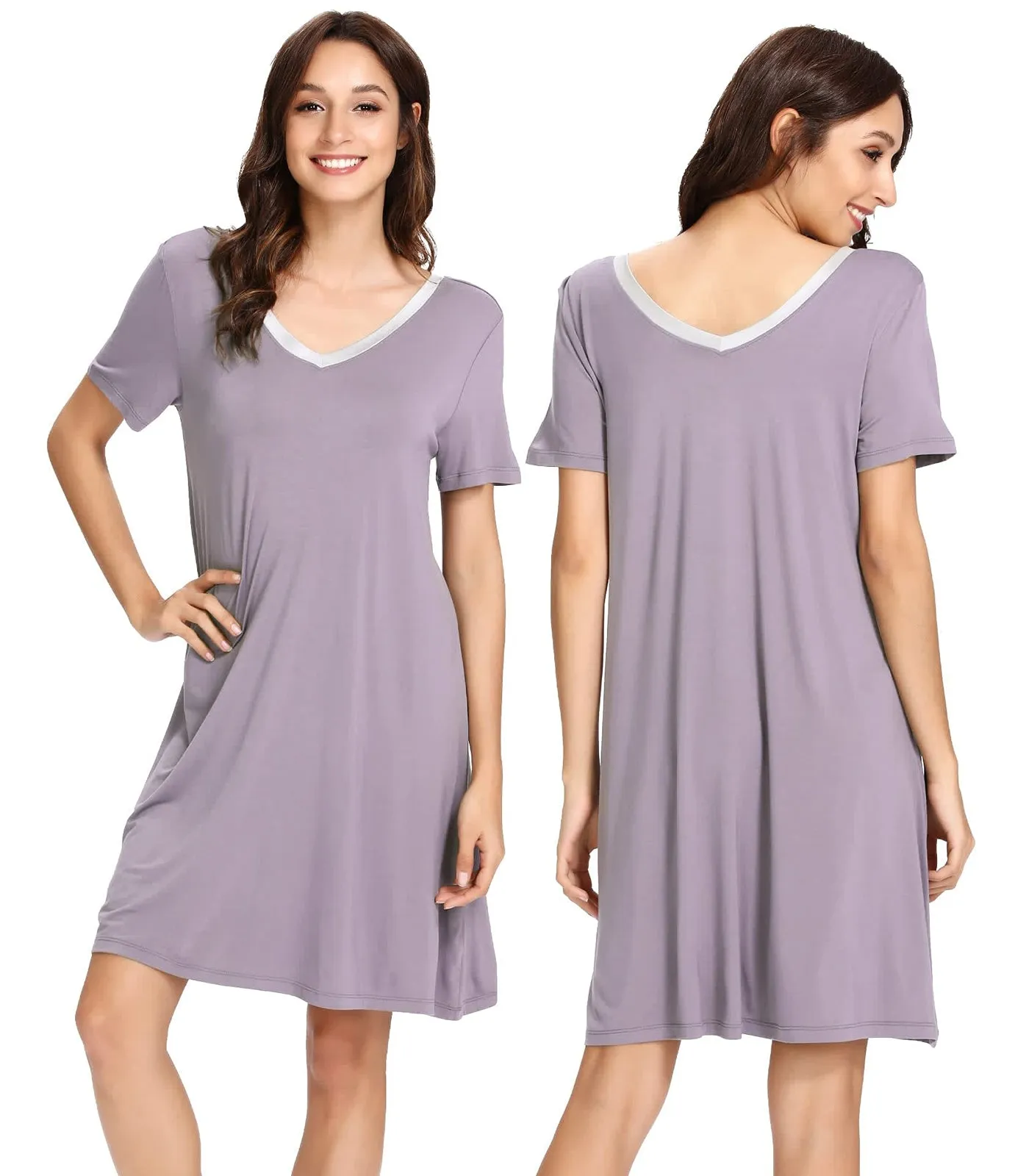 WiWi Nightgowns for Women Short Sleeve Sleepwear